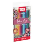 lápis de cor vibes - tons boho chic - 12 cores + 1 lápis 6b - tris
