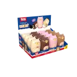 apontador duplo com depósito + borracha ursinho - cores sortidas -
display c/16 un - tris