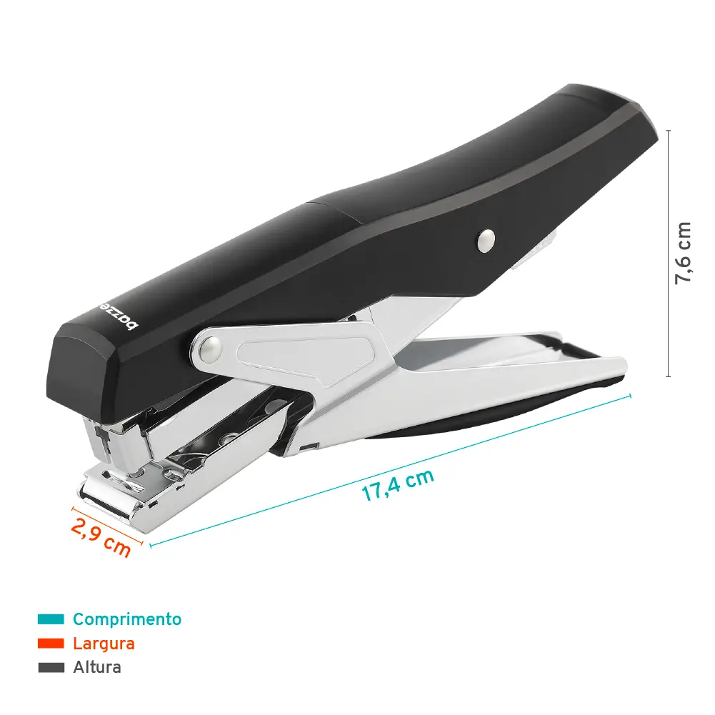 Grampeador Alicate B5329 - 26/6 - Metálico - Preto - 20 Folhas - CaixaC/1 un - Bazze - Imagem 4