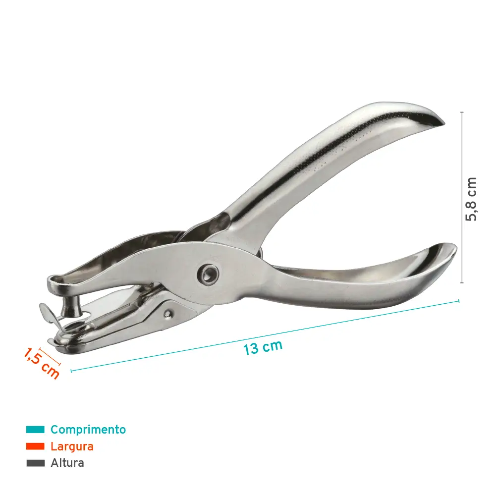 Perfurador - 1 Furo - 8 Folhas - Metálico - Caixa C/1 un - Bazze - Imagem 3