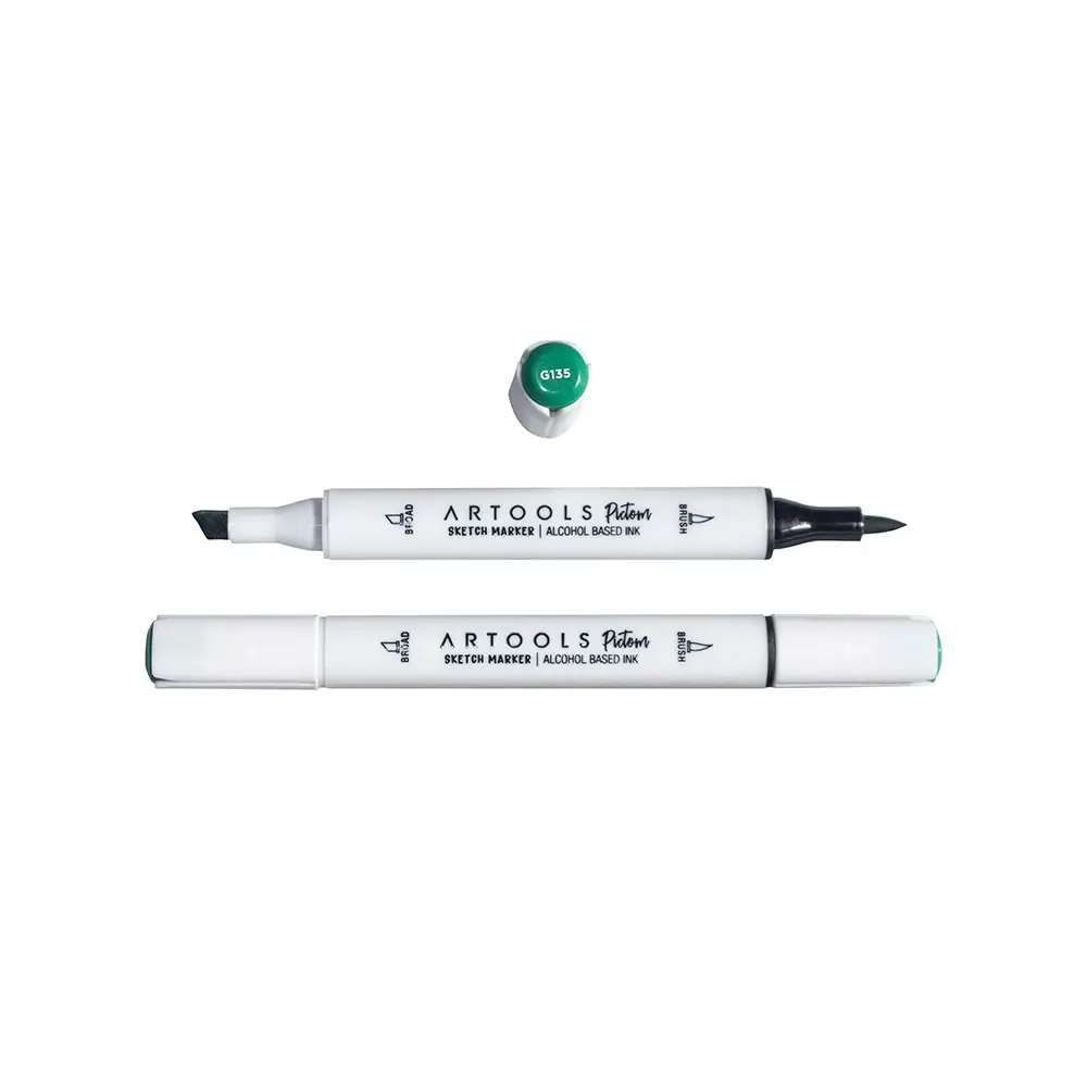 Marcador à Base de Álcool Pictom - Verde G135 - Caixa C/ 6 un - Artools - Imagem 2