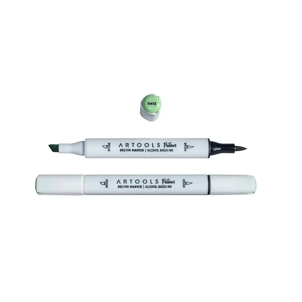 Marcador à Base de Álcool Pictom - Verde G413 - Caixa C/ 6 un - Artools - Imagem 2