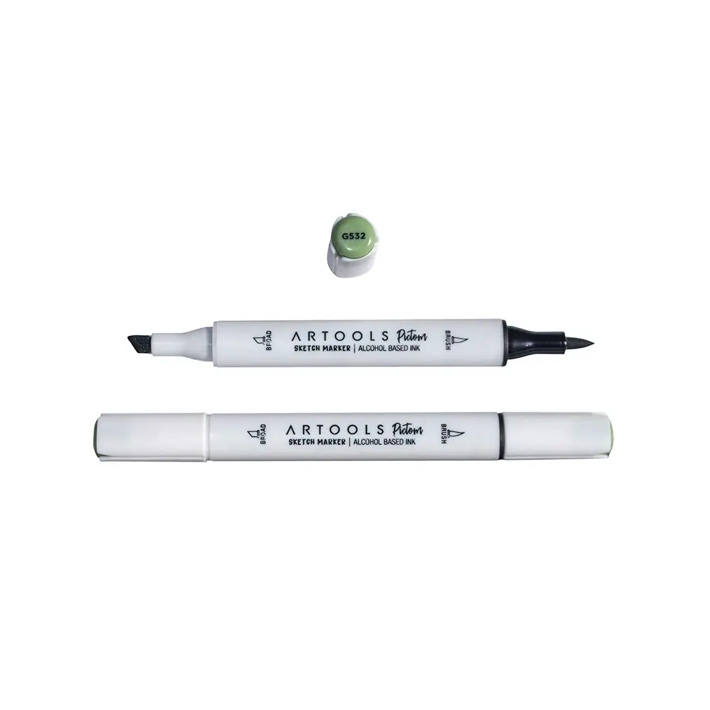 Marcador à Base de Álcool Pictom - Verde G532 - Caixa C/ 6 un - Artools - Imagem 2