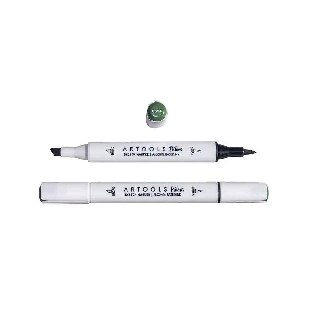 Marcador à Base de Álcool Pictom - Verde G554 - Caixa C/ 6 un - Artools - Imagem 2