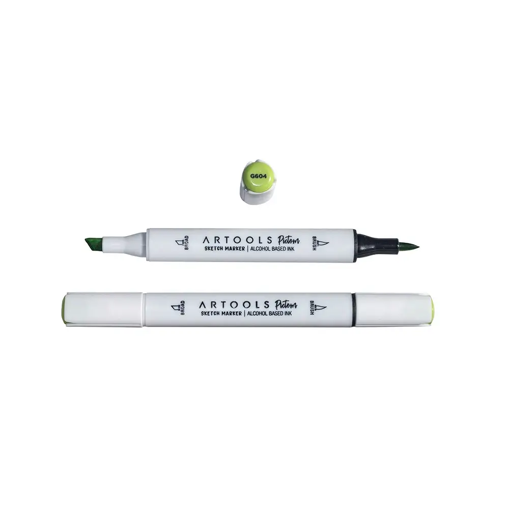 Marcador à Base de Álcool Pictom - Verde G604 - Caixa C/ 6 un - Artools - Imagem 2