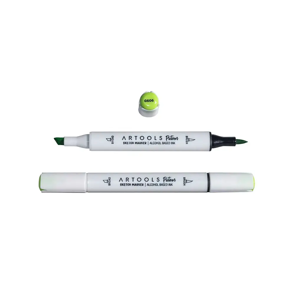 Marcador à Base de Álcool Pictom - Verde G606 - Caixa C/ 6 un - Artools - Imagem 2