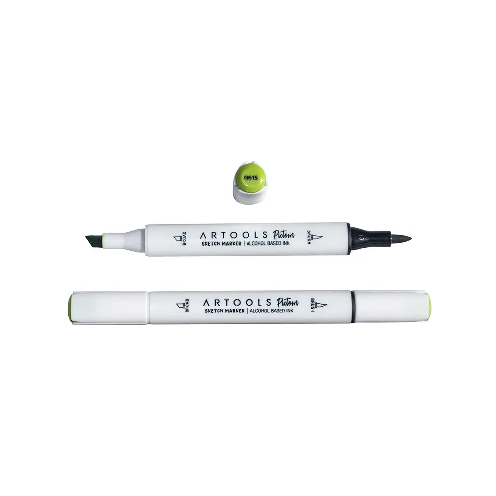 Marcador à Base de Álcool Pictom - Verde G615 - Caixa C/ 6 un - Artools - Imagem 2