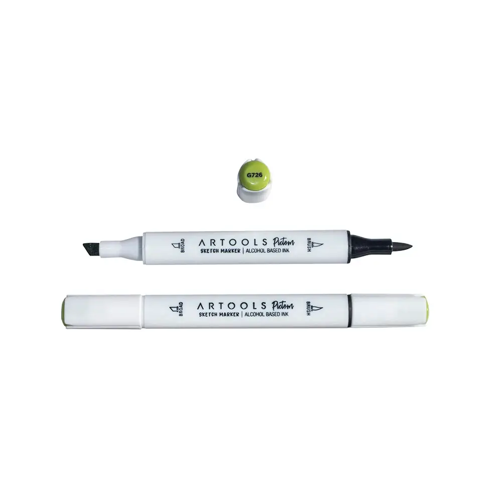 Marcador à Base de Álcool Pictom - Verde G726 - Caixa C/ 6 un - Artools - Imagem 2