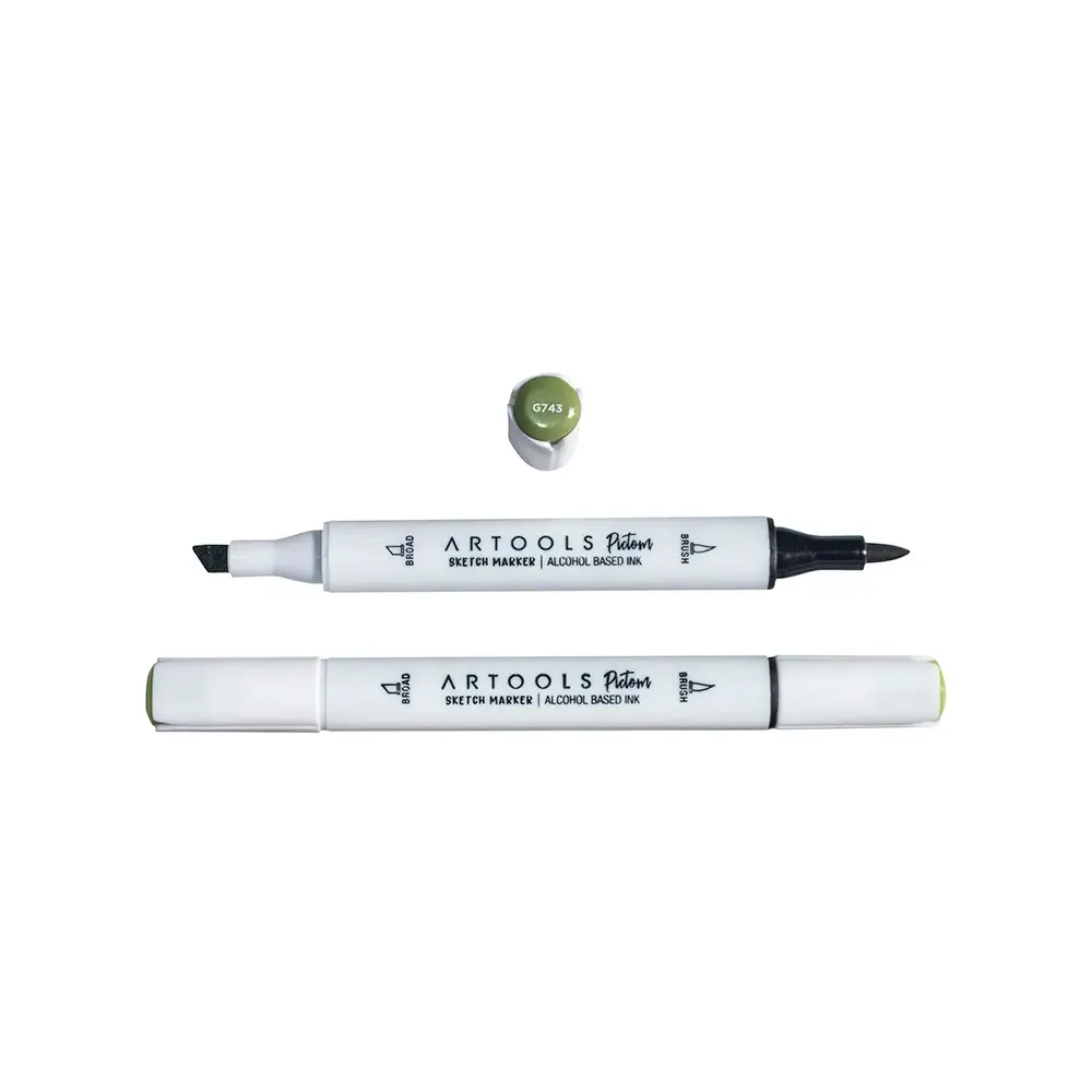 Marcador à Base de Álcool Pictom - Verde G743 - Caixa C/ 6 un - Artools - Imagem 2