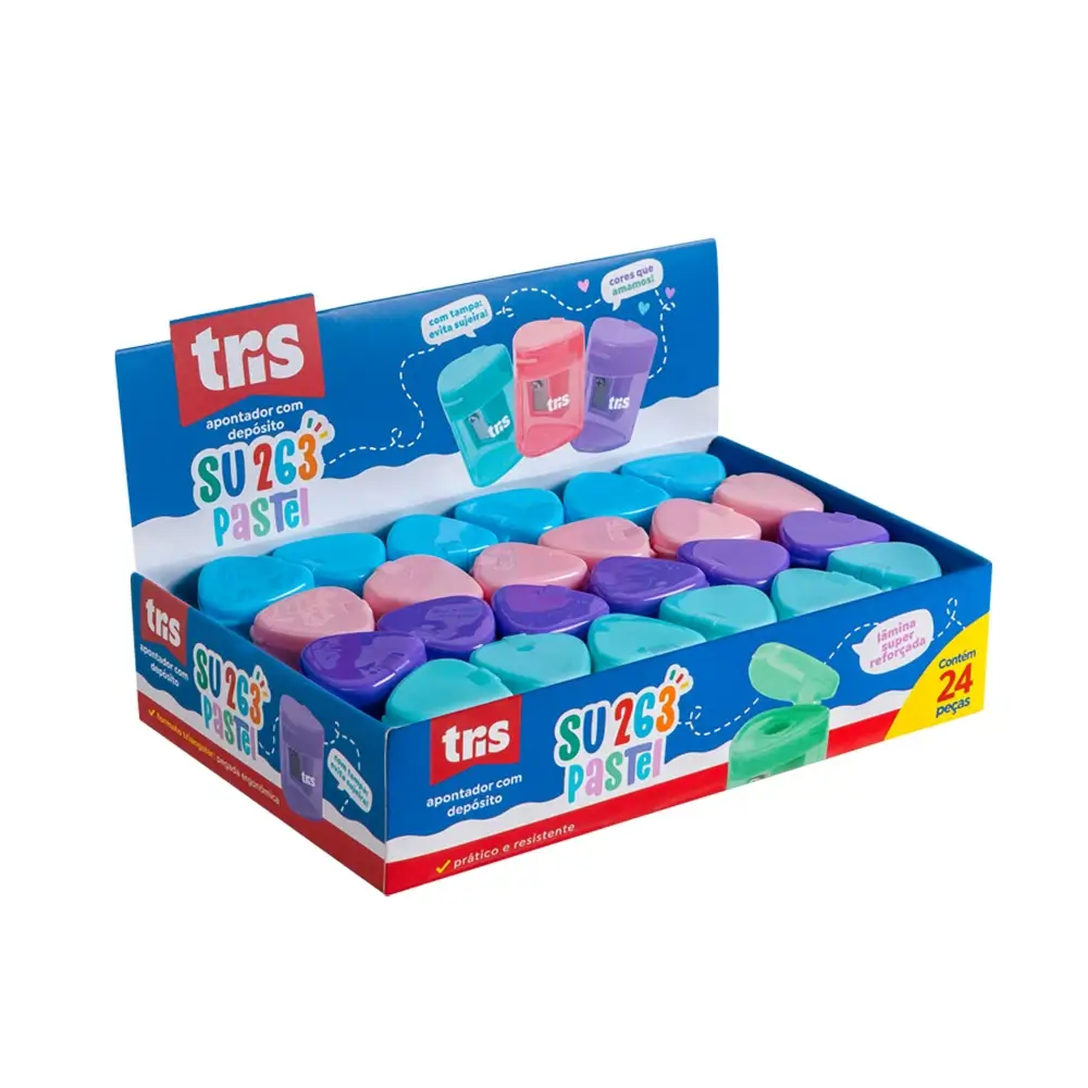 Apontador com Depósito Su263 - Tons Pastel - Display C/24 un - Tris - Imagem 1
