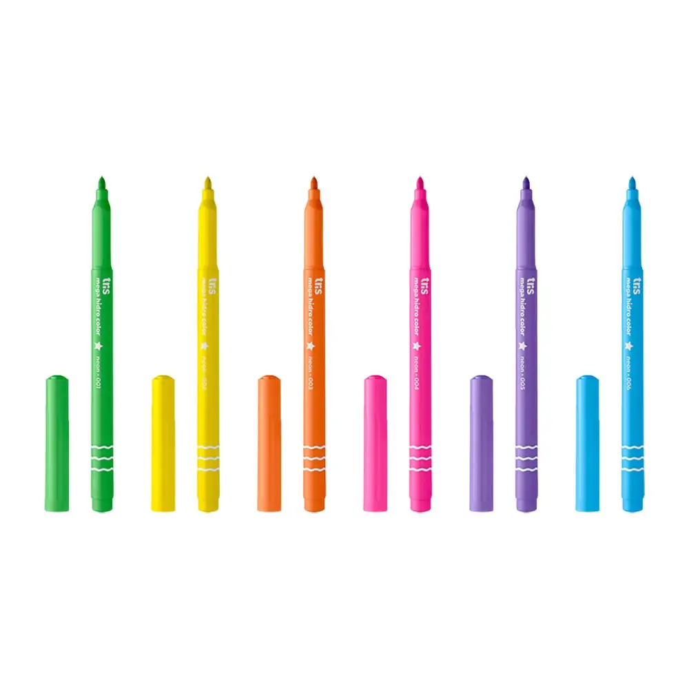 Hidrocor Ponta Fina Mega Hidro Color - Tons Neon - 6 Cores - Tris - Imagem 2