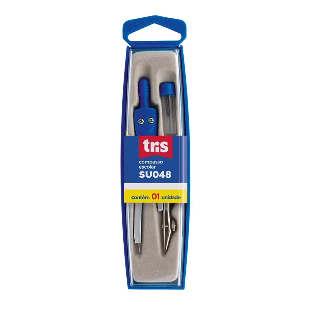Compasso Su048 - com Tiralinhas - Estojo Rígido C/1 un - Tris - Imagem 1