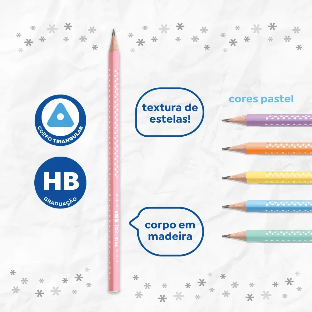 Lápis Preto - Trio Pastel - HB - Cartela C/4 un - Tris - Imagem 2