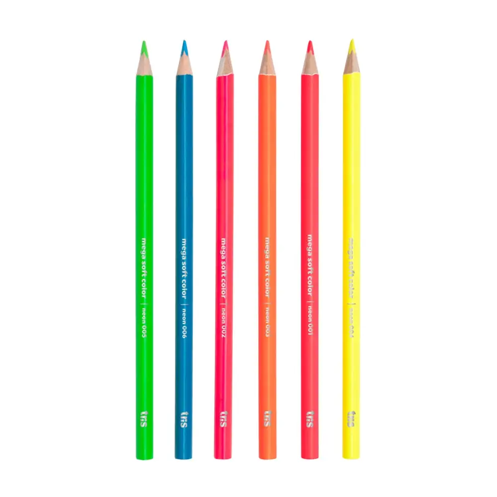 Lápis de Cor Mega Soft Color - Tons Neon - 6 Cores - Tris - Imagem 2