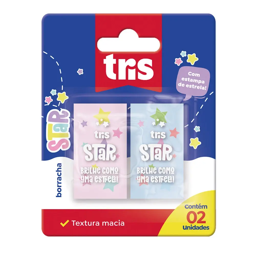 Borracha Star - Cores Sortidas - Cartela C/2 un - Tris - Imagem 1