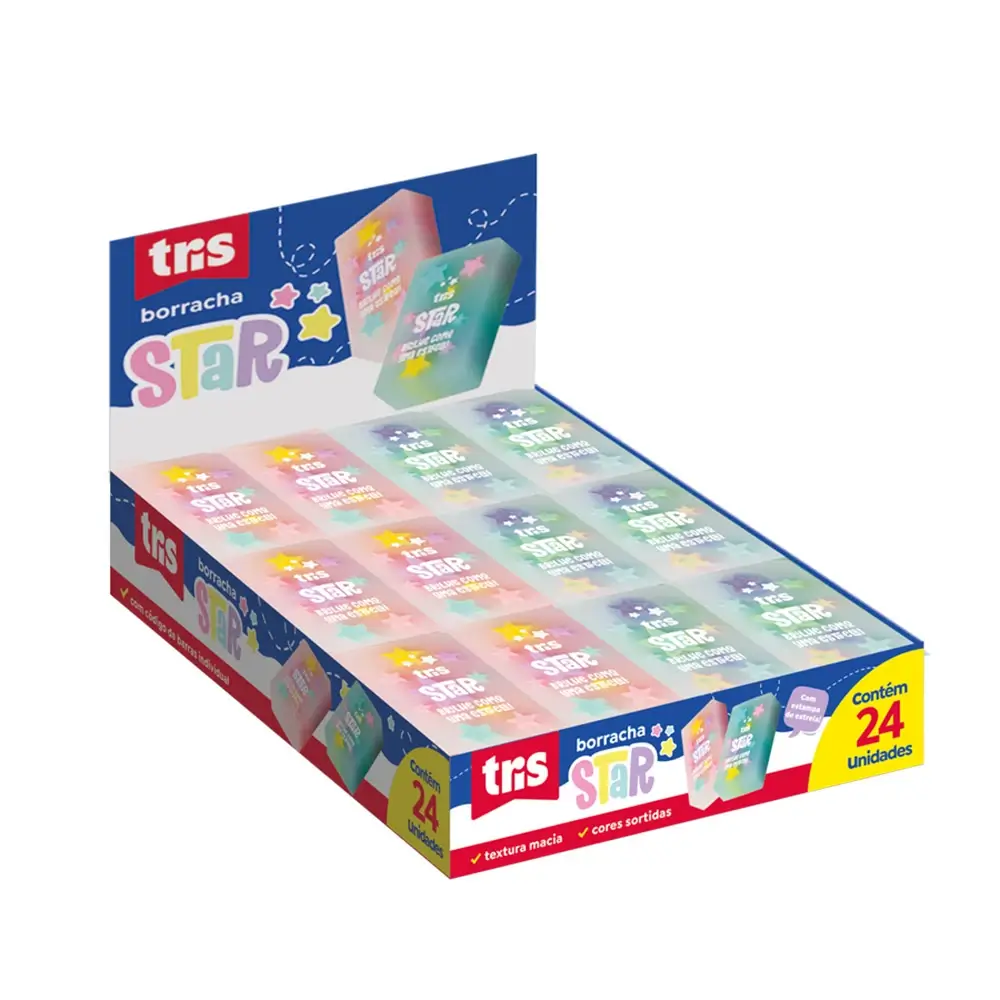 Borracha Star - Cores Sortidas - Display C/24 un - Tris - Imagem 1