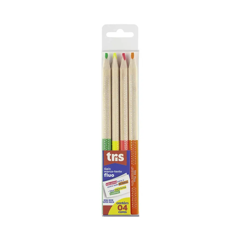 Lápis Marca-Texto Fluo - 4 Cores - Tris - Imagem 1