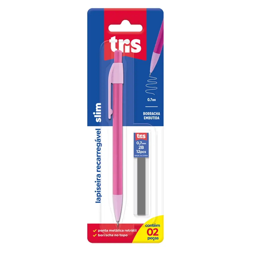 Lapiseira Slim - 0.7mm - Cartela C/2 peças - Tris - Imagem 1