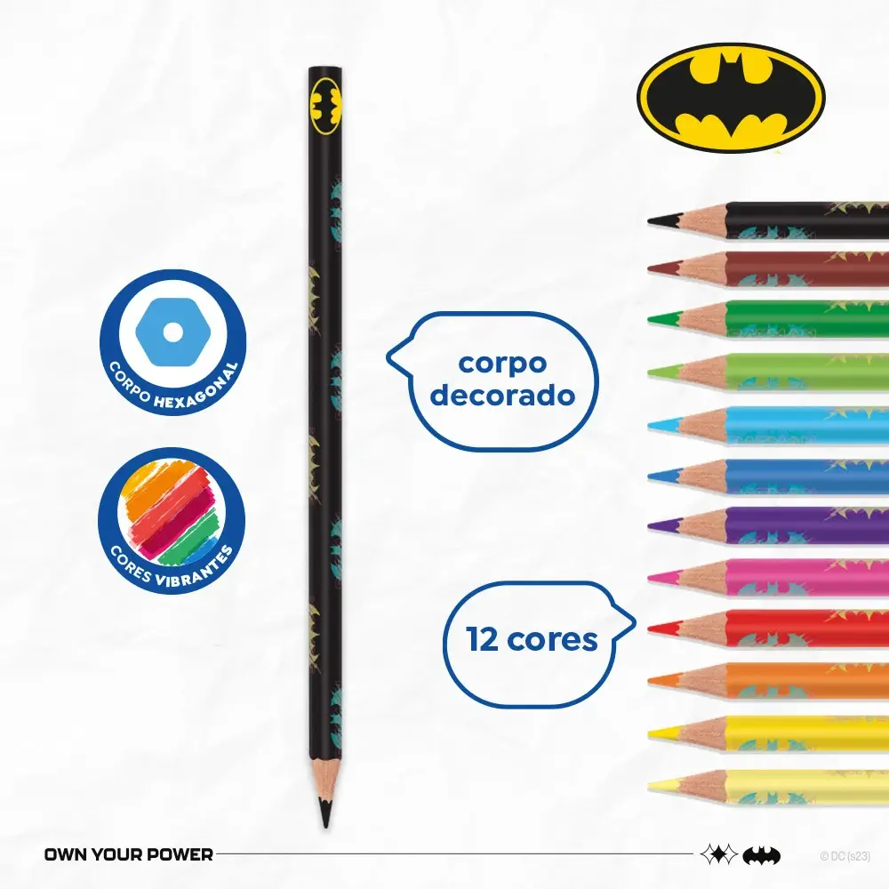 Lápis de Cor - 12 Cores - Batman - Imagem 3