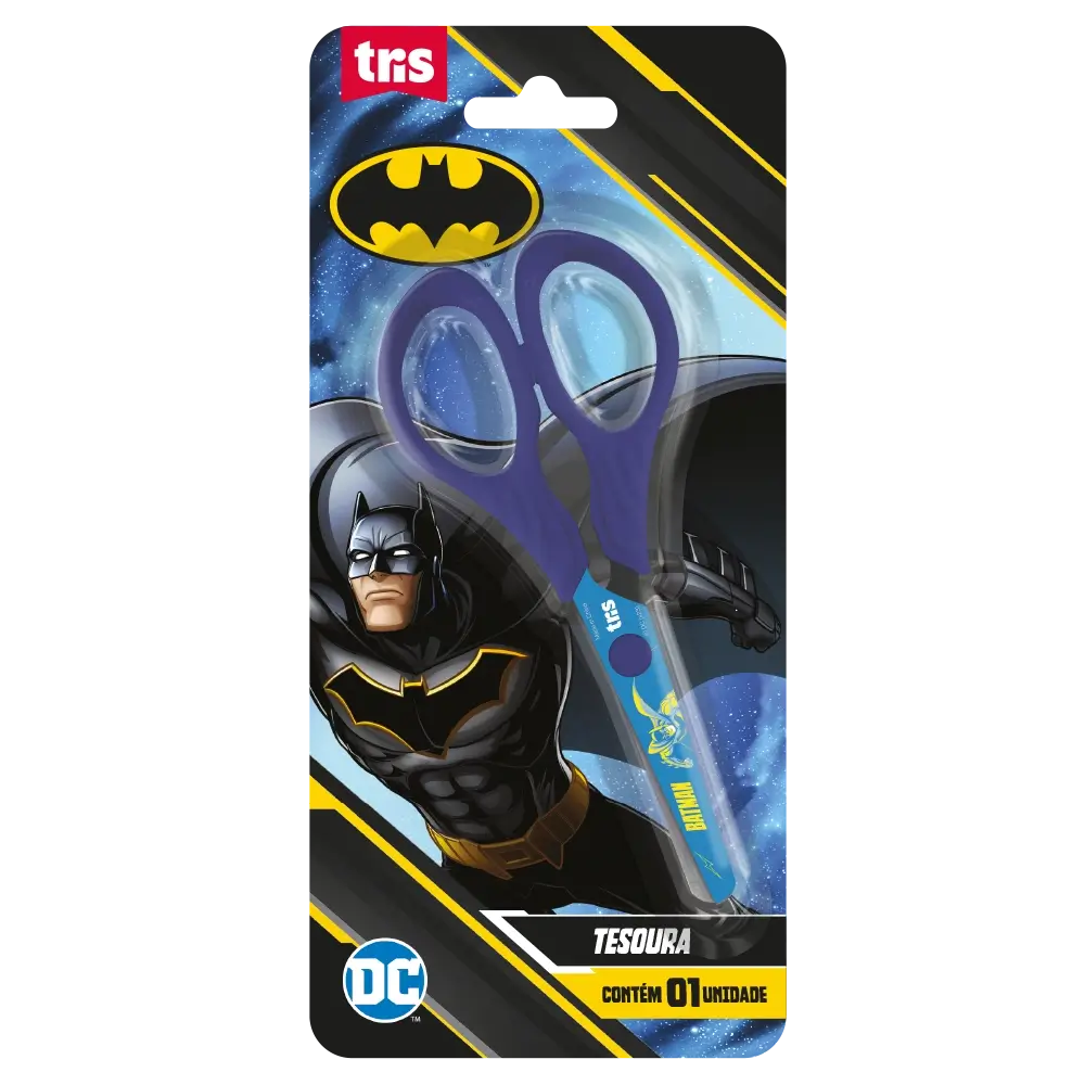 Tesoura Escolar - Lâmina Decorada - 13cm - Cartela C/1 un - Batman - Imagem 1