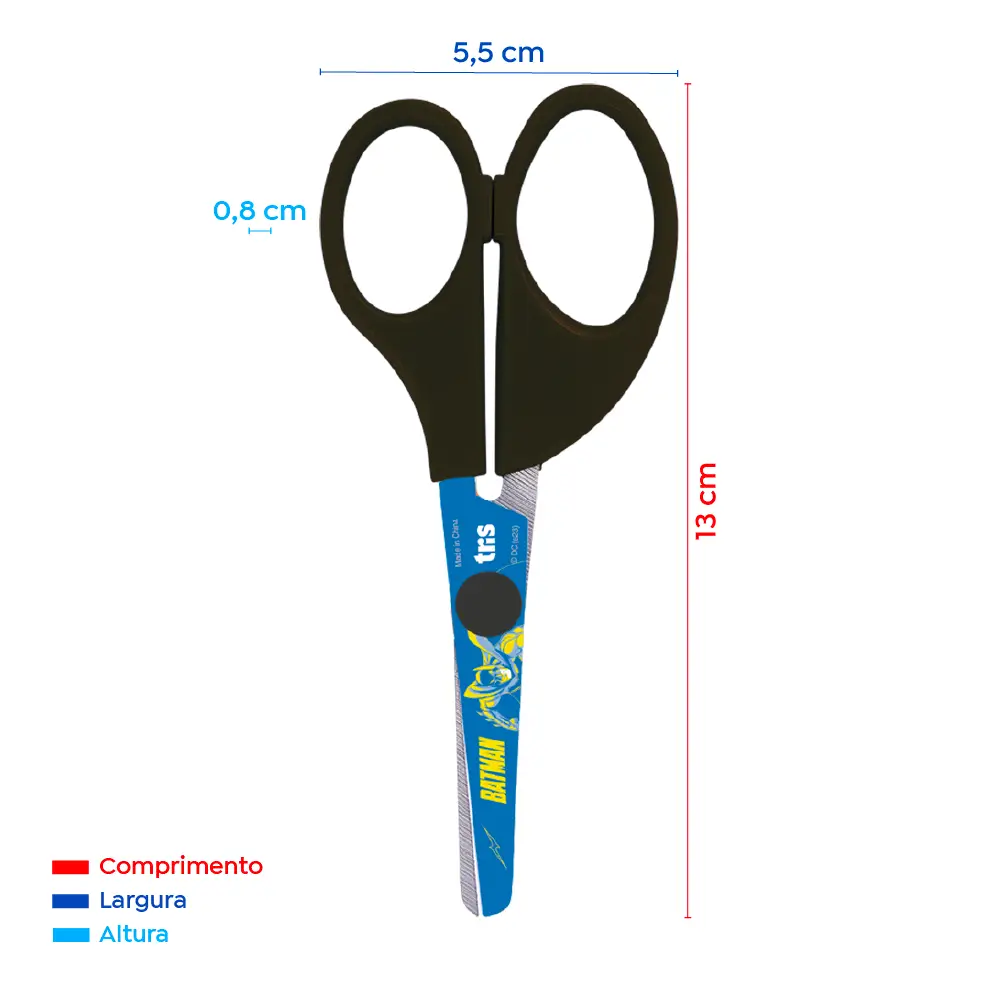 Tesoura Escolar - Lâmina Decorada - 13cm - Cartela C/1 un - Batman - Imagem 3