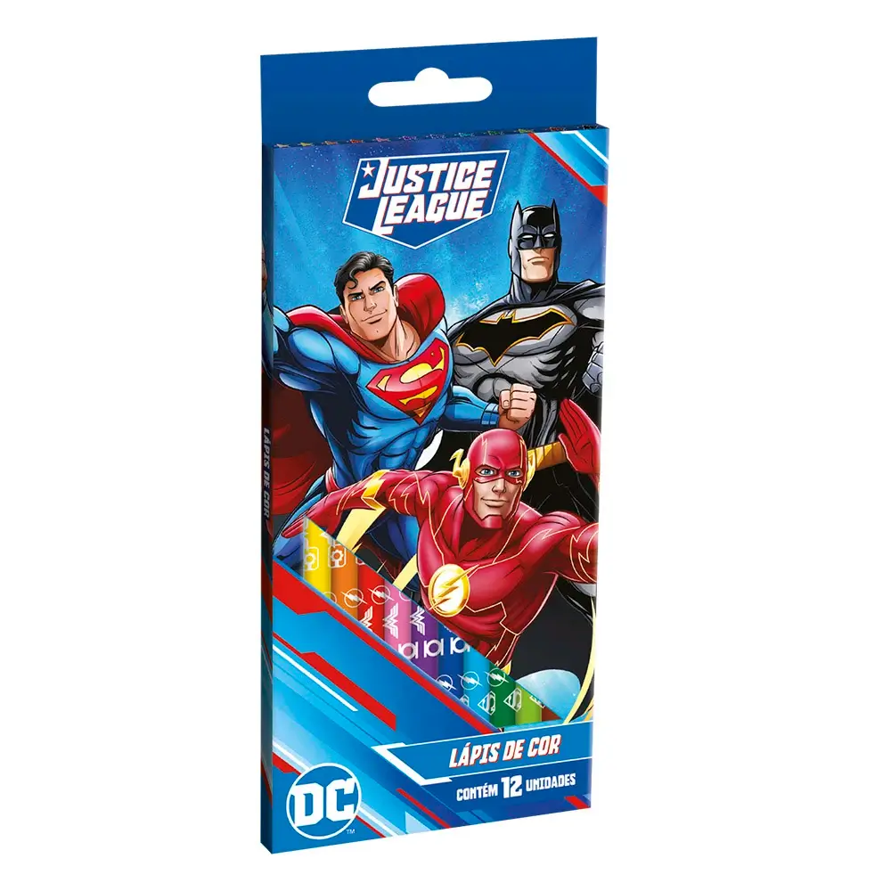 Lápis de Cor - 12 Cores - Liga da Justiça - Imagem 1