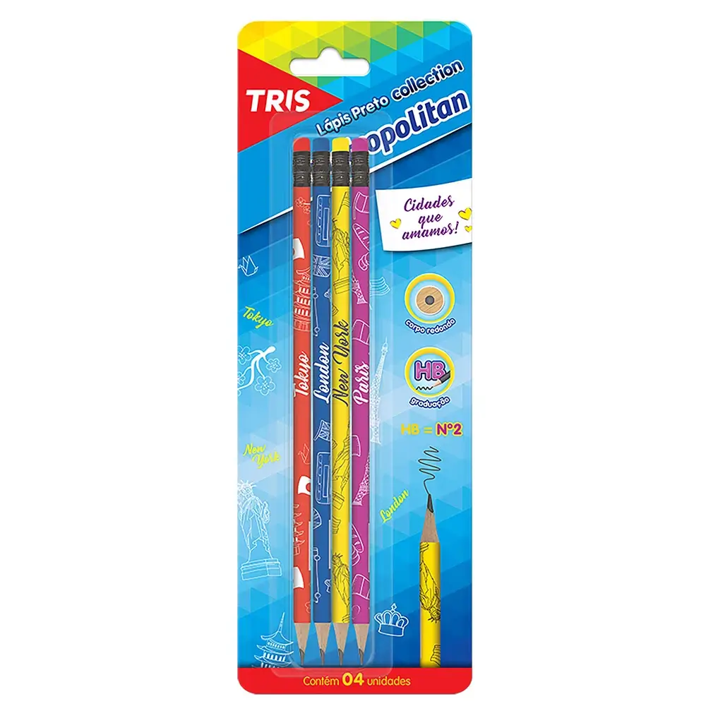 Lápis Preto Com Borracha - Collection Metropolitan - HB - Cart C/4 UN -Tris - Imagem 1
