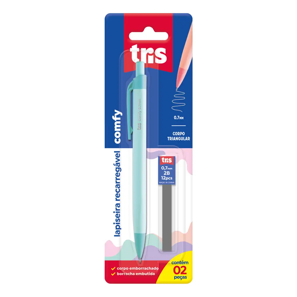 Lapiseira Comfy Pastel - 0.7mm - Cartela C/2 peças - Tris - Imagem 2