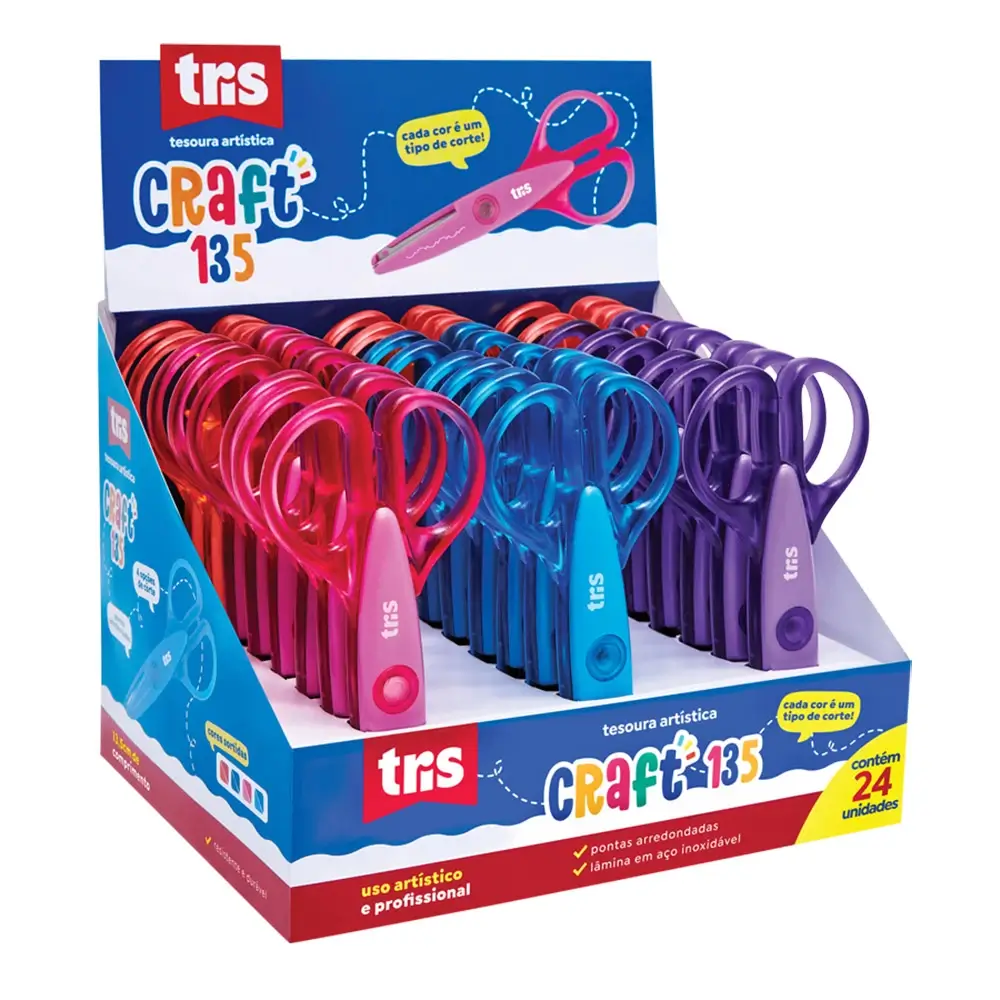 Tesoura Artística Craft 135 - 135mm - Display C/24 un - Tris - Imagem 1