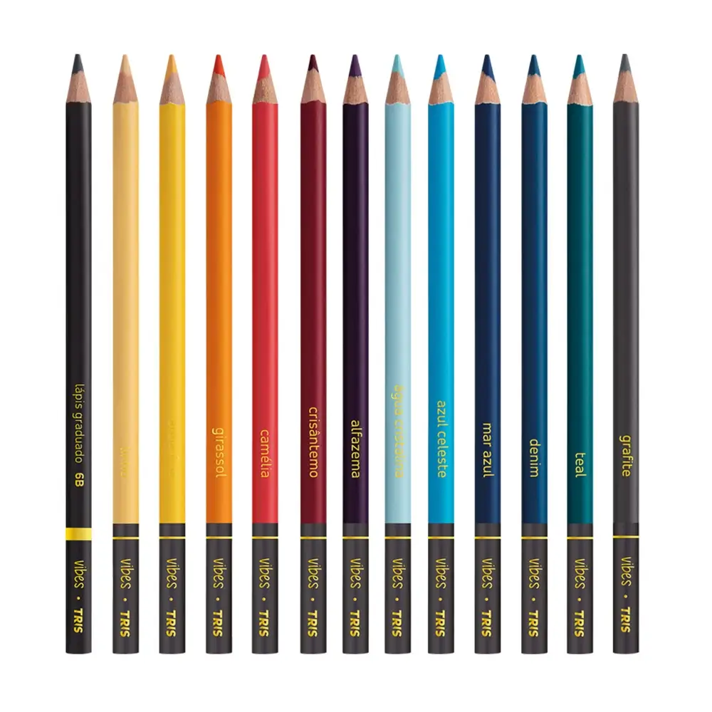 Lápis de Cor Vibes - Tons Boho Chic - 12 Cores + 1 Lápis 6B - Tris - Imagem 2