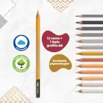 Lápis de Cor Vibes - Tons Escandinavos - 12 Cores + 1 Lápis 6B - Tris - Thumbnail 3