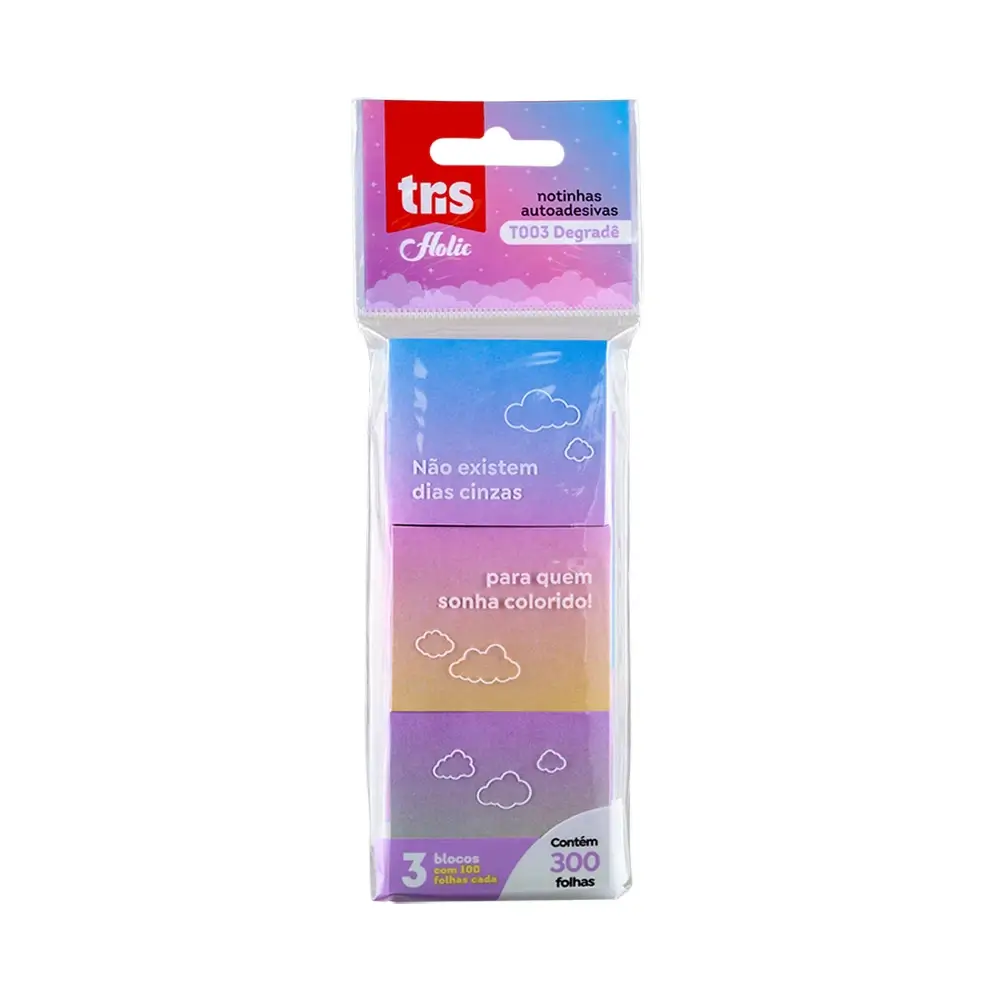 Notas Autoadesivas T003 Degradê Holic Dreamy - Polybag C/3 Blocos x 100 Folhas - Tris - Imagem 1