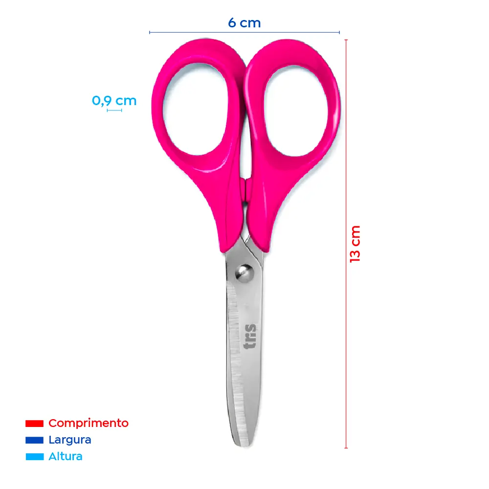 Tesoura Escolar Class - 13cm - Rosa - Cartela C/1 un - Tris - Imagem 3