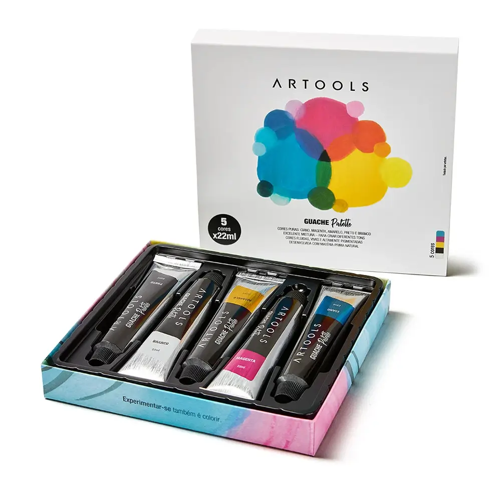 Guache Bisnaga Palette - 22ml - Conjunto C/5 cores - Artools - Imagem 2