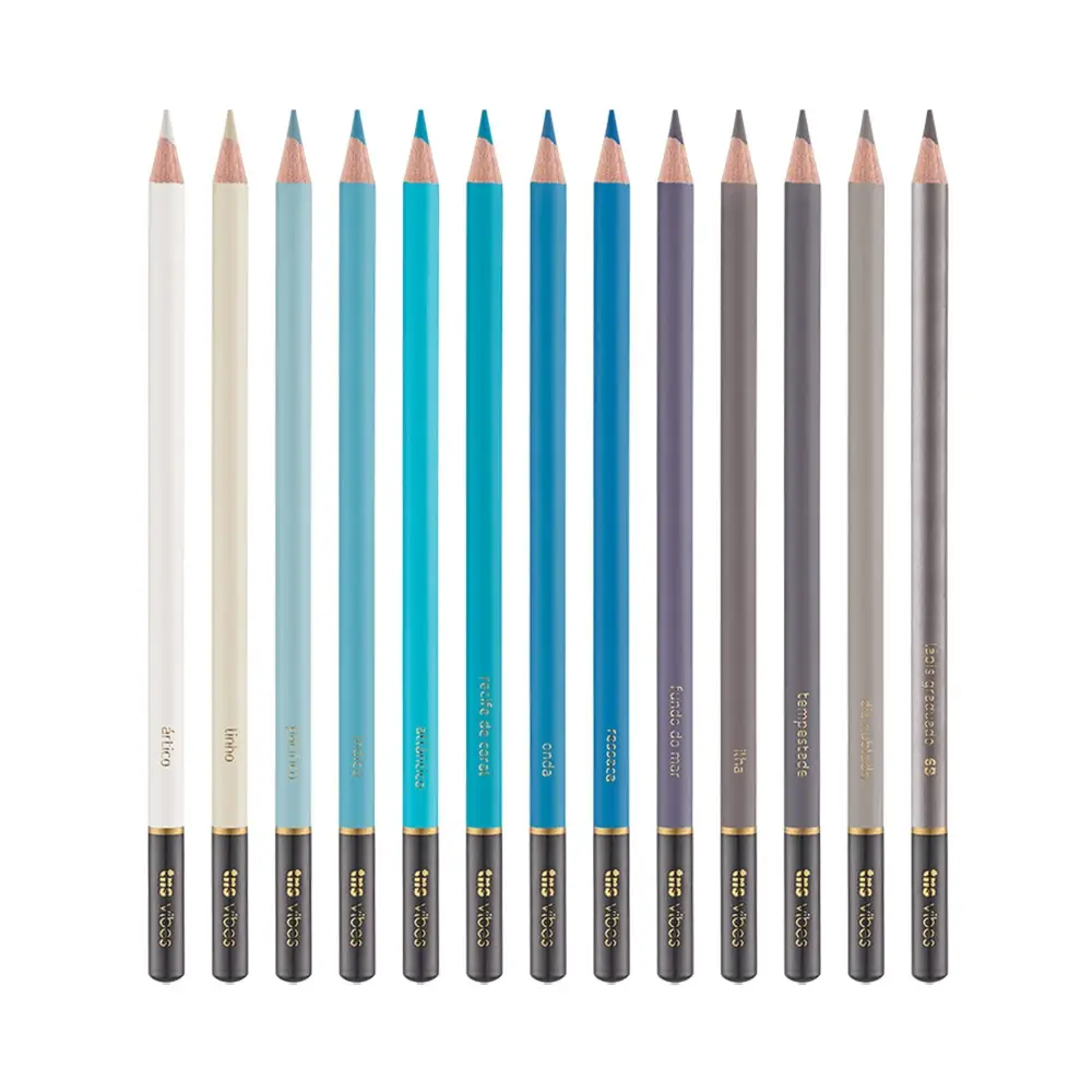 Lápis de Cor Vibes - Tons Oceano - 12 Cores + 1 Lápis 6B - Tris - Imagem 2