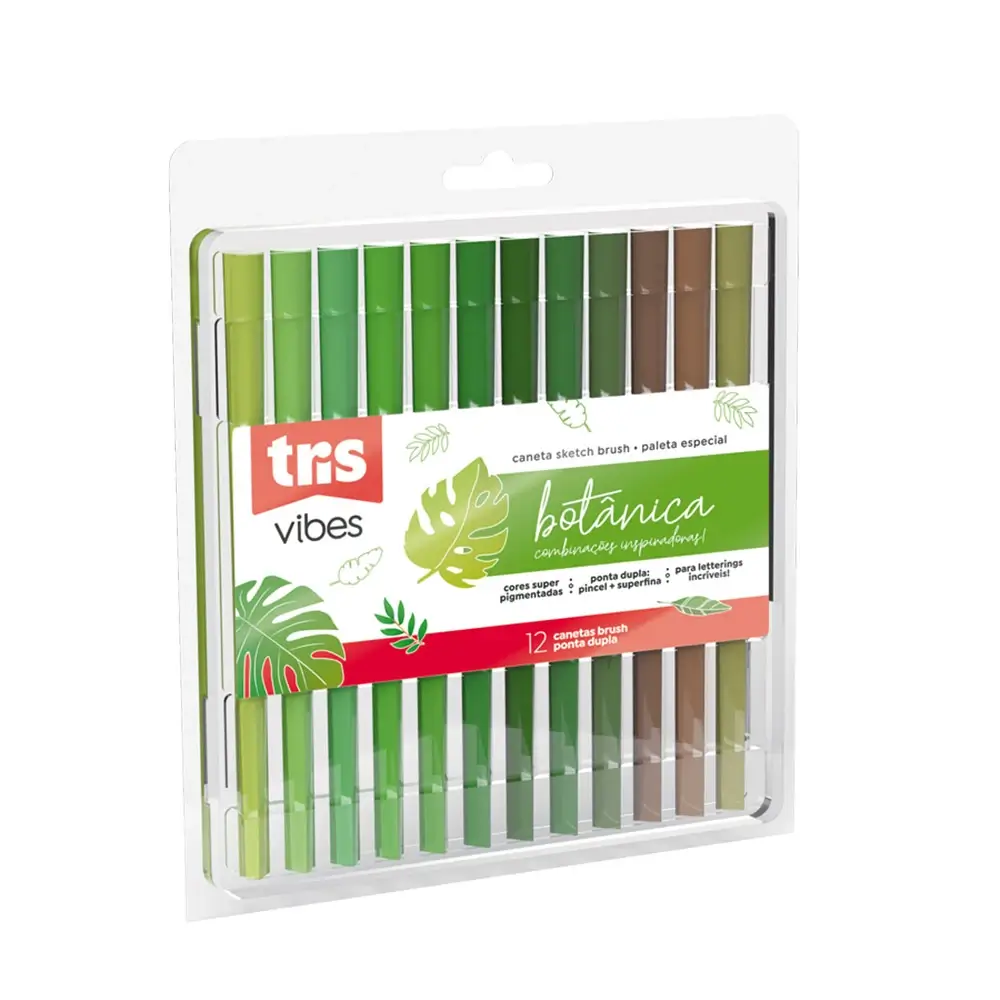Hidrocor Ponta Dupla Pincel + Superfina Vibes Sketch - Botânico - 12 Cores - Tris - Imagem 1