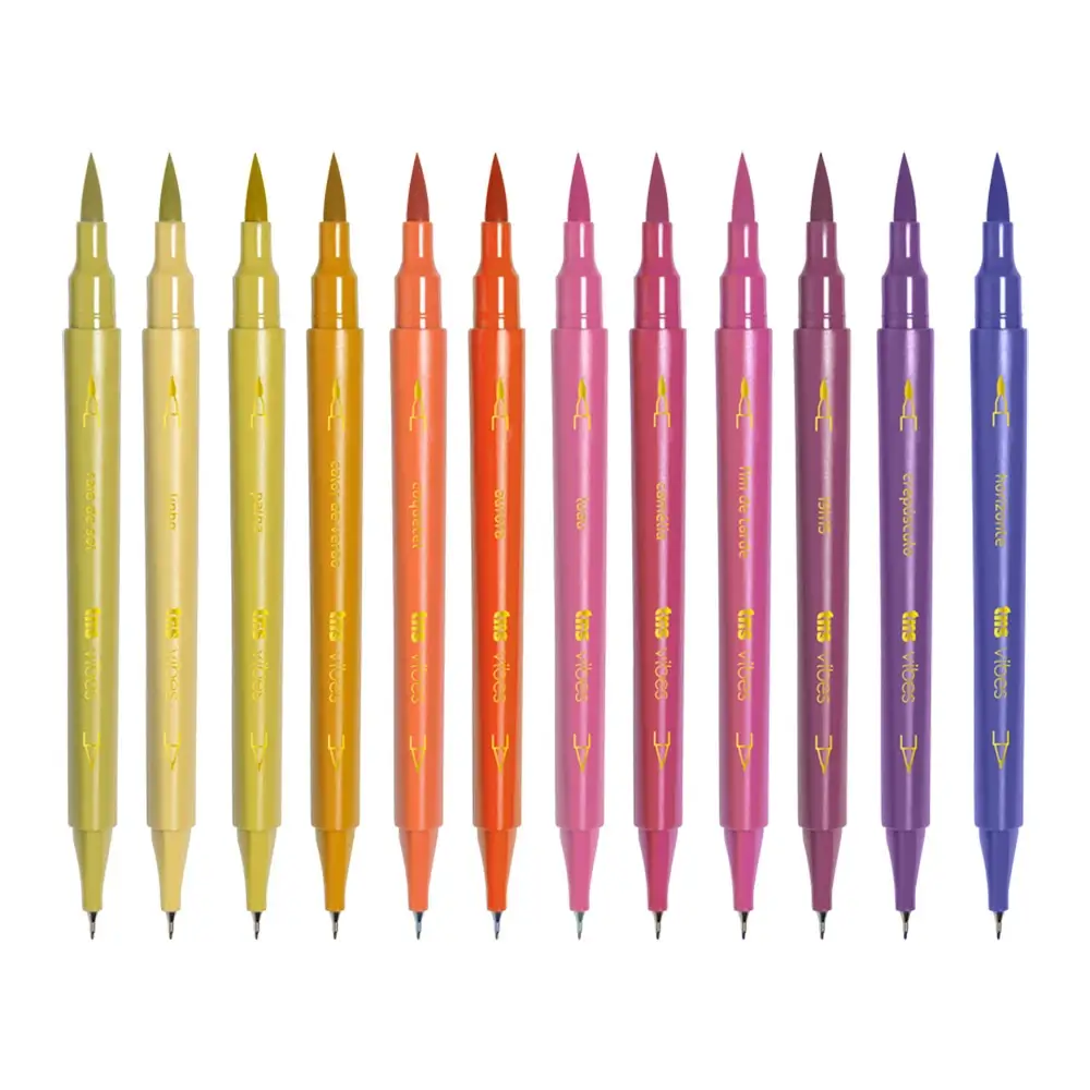 Hidrocor Ponta Dupla Pincel + Superfina Vibes Sketch - Entardecer - 12 Cores - Tris - Imagem 2