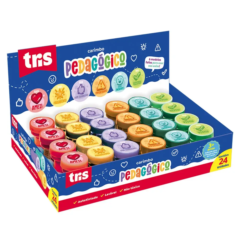 Carimbo Autotintado Pedagógico - Display C/24 un - Tris - Imagem 1