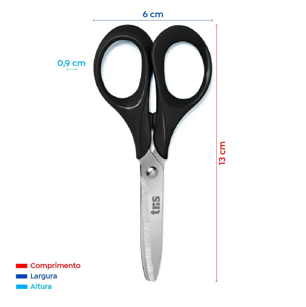 Tesoura Escolar Class - 13cm - Preto - Cartela C/1 un - Tris - Imagem 3