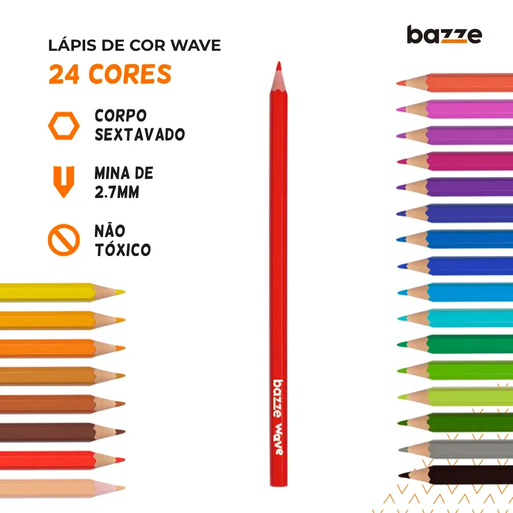 Lápis de Cor Wave - 24 cores - Bazze - Imagem 3
