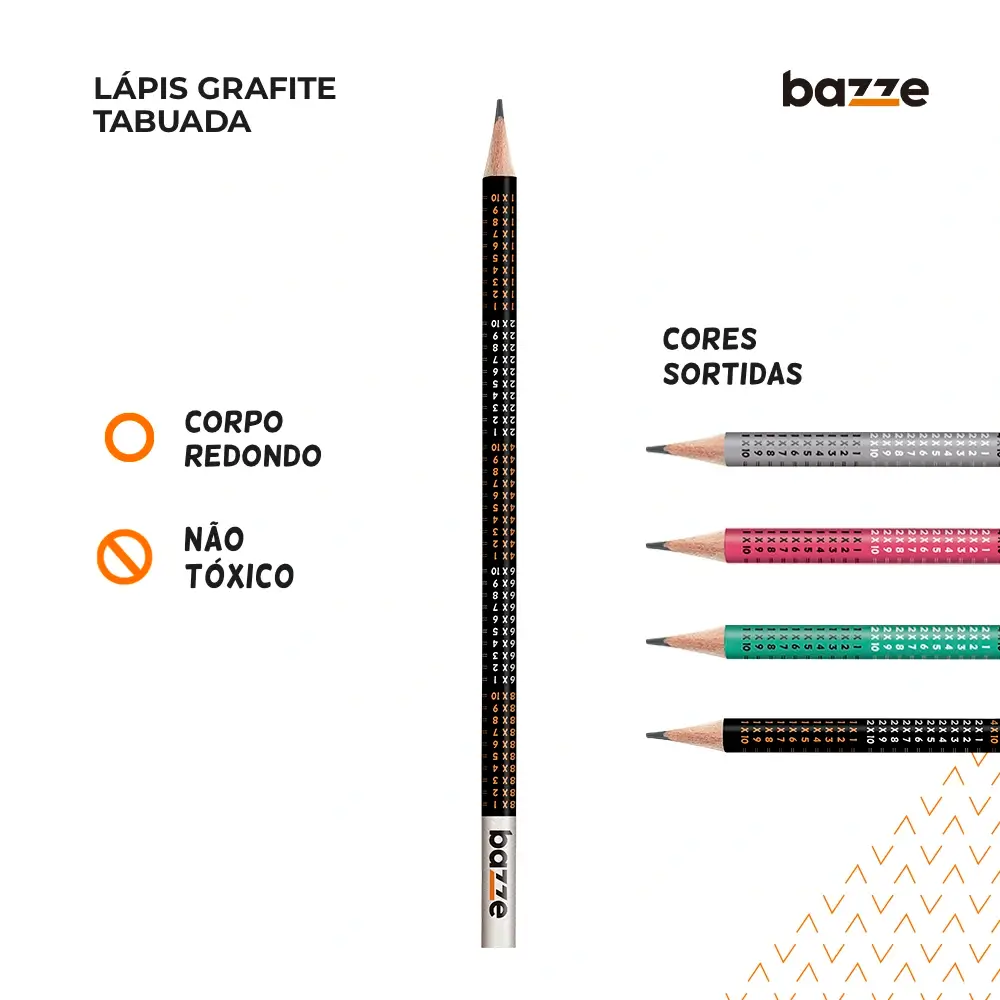Lápis Grafite - Tabuada - HB - Pote C/ 72 un - Bazze - Imagem 3