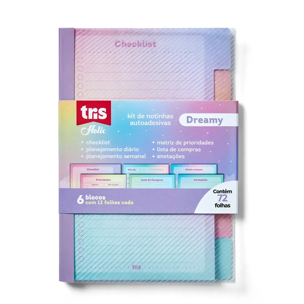 Kit de Notas Autoadesivas To Do List Holic Dreamy - 125mm X 100mm -Polybag C/72 Folhas - Tris - Imagem 1