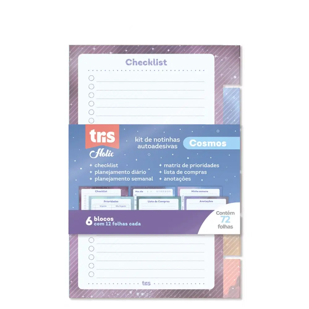 Kit de Notas Autoadesivas Holic Cosmos - To Do List - 125mm X 100mm - Pasta C/72 Folhas - Tris - Imagem 1
