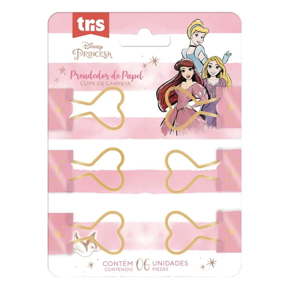 Prendedor de Papel Coração - 25mm - Polybag C/6 un - Princesas - Imagem 1