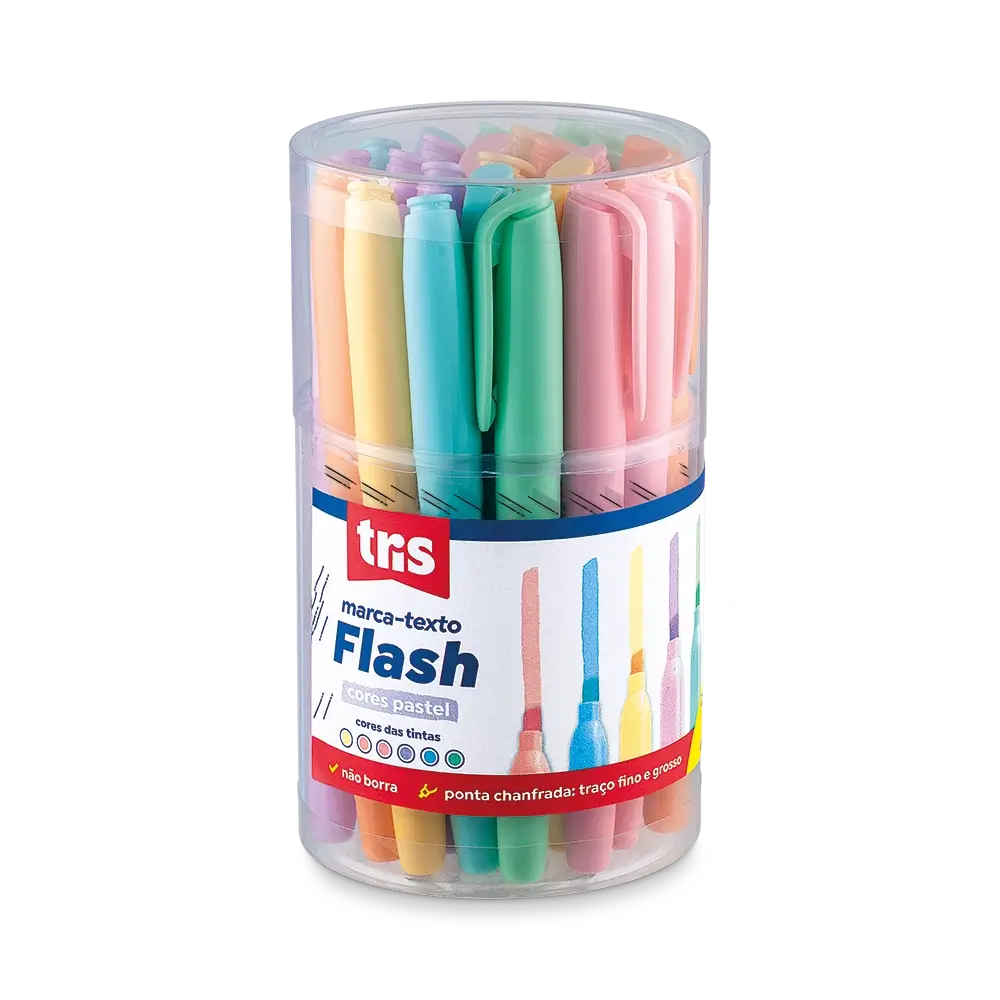 Marca-Texto Flash Pastel - Pote C/24 un - Tris - Imagem 1