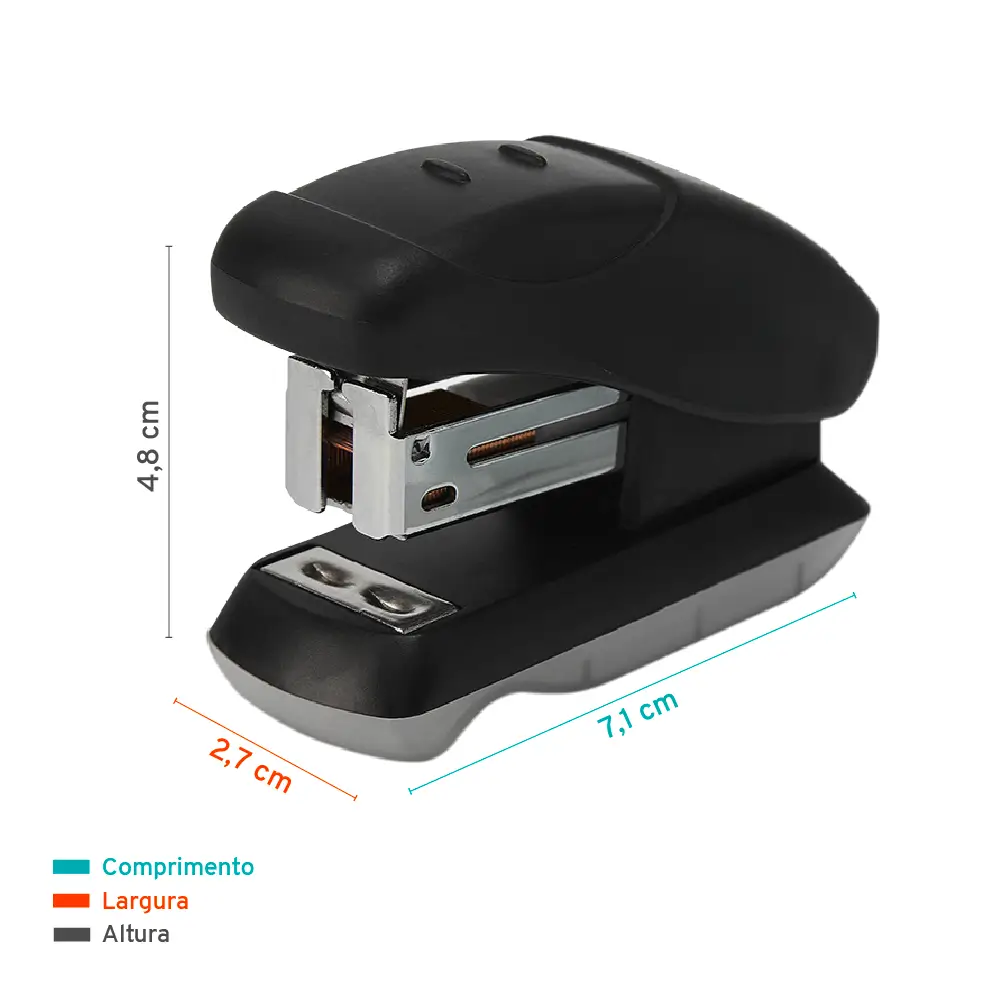 Grampeador Mini B5101 - 26/6 - 18 Folhas - Plástico - Preto - Caixa C/1 un - Bazze - Imagem 3