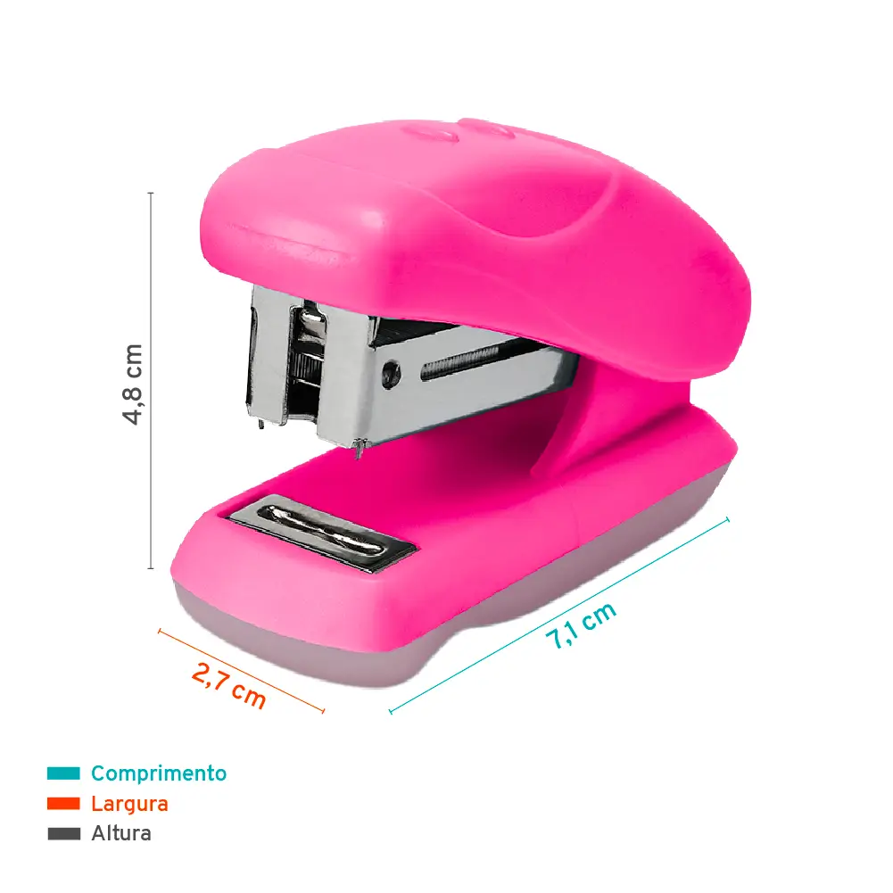 Grampeador Mini B5101 - 26/6 - 18 Folhas - Plástico - Cores sortidas -Display C/12 un - Bazze - Imagem 3