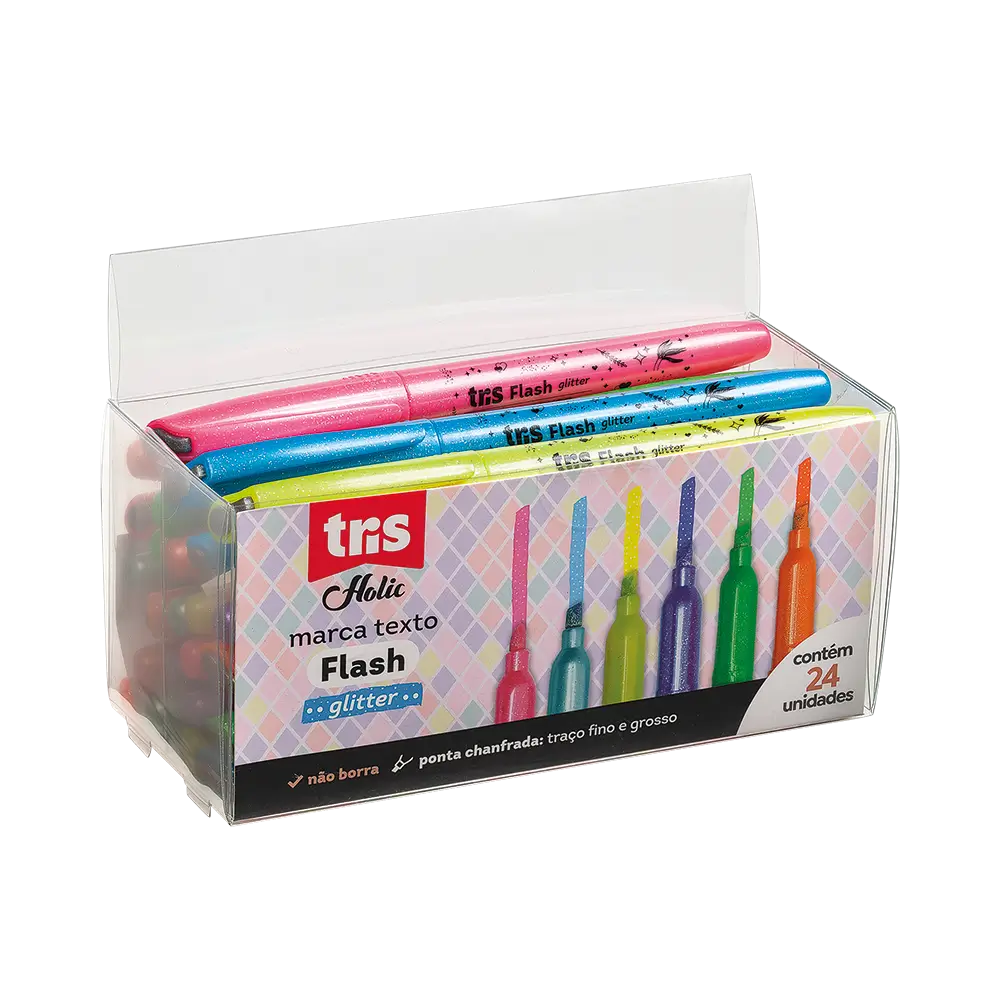 Marca-Texto Flash Glitter Holic Fancy - Pote C/24 un - Tris - Imagem 1