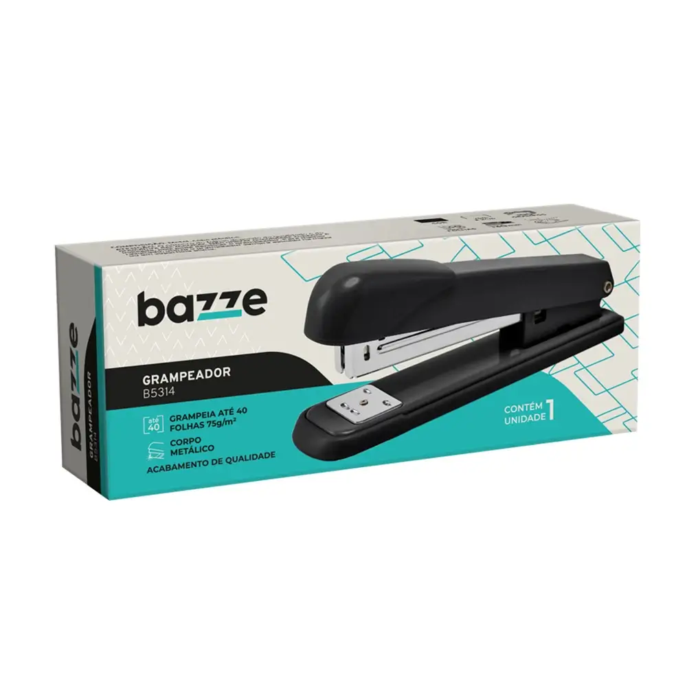 Grampeador B5314 - 26/6 - 40 Folhas - Metálico - Preto - Caixa C/1 un - Bazze - Imagem 1