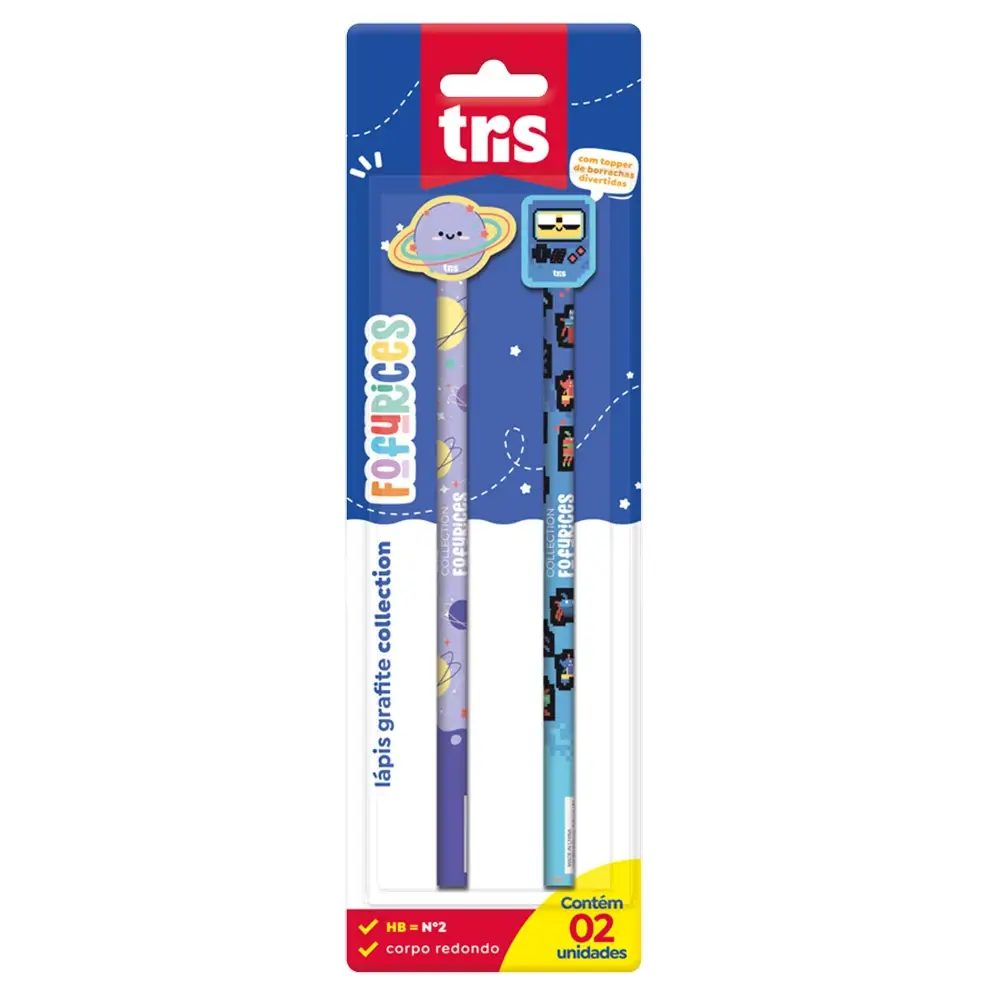 Lápis Grafite com Borracha Topper Fofurices - HB - Cartela C/2 un - Tris - Imagem 1